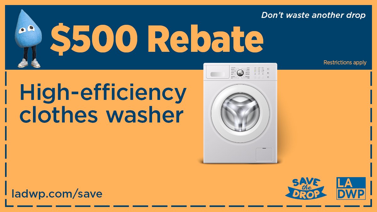 LADWP's tweet photo. Level up your savings with our water conservation rebates. Learn more at https://t.co/K6G4xmLm67. We’ve got this, LA. #SaveTheDropLA #WaterConservation https://t.co/HjUxLturjU