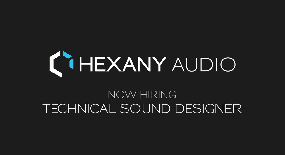 We're hiring a Technical Sound Designer at <a href="/HexanyAudio/">Hexany Audio</a> ! The application and more info can be found at hexanyaudio.com/jobs #gameaudio