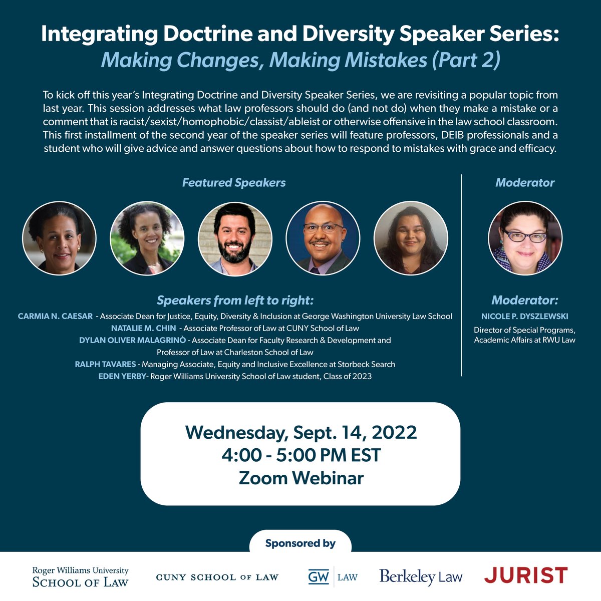 RWULawLibrary's tweet photo. To kick off the 2nd year of the Integrating Doctrine and Diversity Speaker Series, we are revisiting a popular topic from last year. 
Register Here: https://t.co/68G2LbFnVP https://t.co/F3GxhISPsk