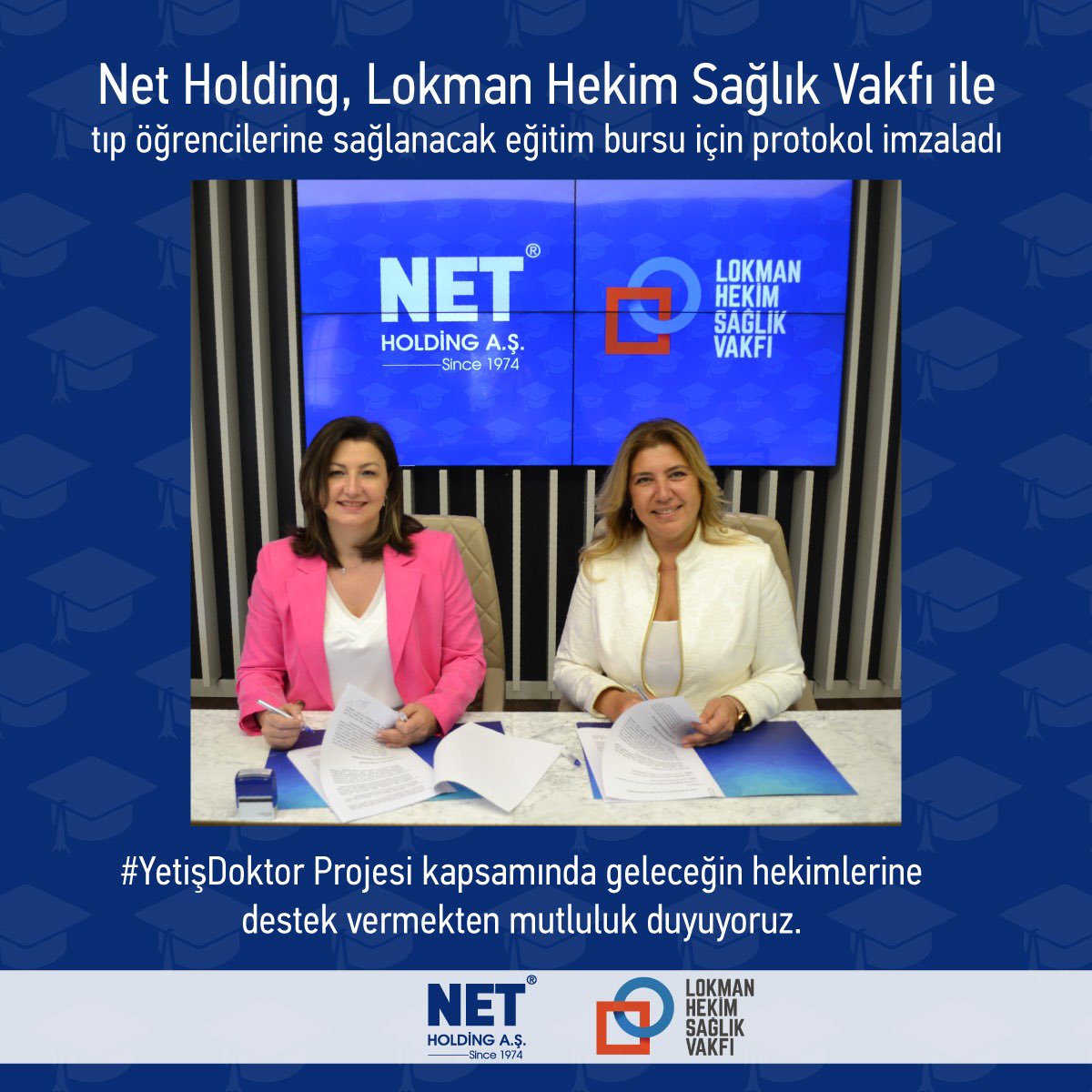Net Holding Yönetim Kurulu Murahhas Üyesi ve Genel Koordinatörü Hande Tibuk: 
Lokman Hekim Sağlık Vakfı ile yaptığımız protokol kapsamında, tıp öğrencilerine destek sağlayacağız. <a href="/lokmanhekimsv/">LHSV-Lokman Hekim Sağlık Vakfı</a> <a href="/handetibuk/">Hande Tibuk</a> <a href="/meritkurumsal/">Merit International Hotels & Resorts Kurumsal</a>