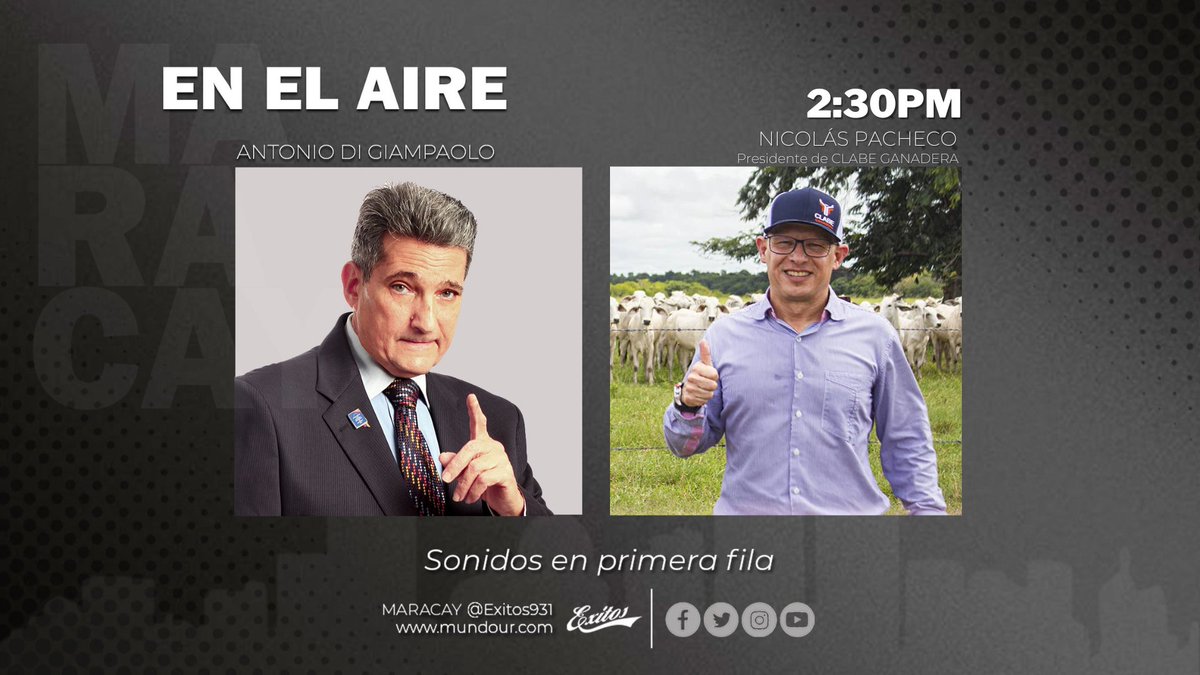 adigiampaolo's tweet photo. En breve Nicolas Pacheco de @clabeganadera en el #programaenelaire por @Exitos931 https://t.co/ySbdyPRFbh