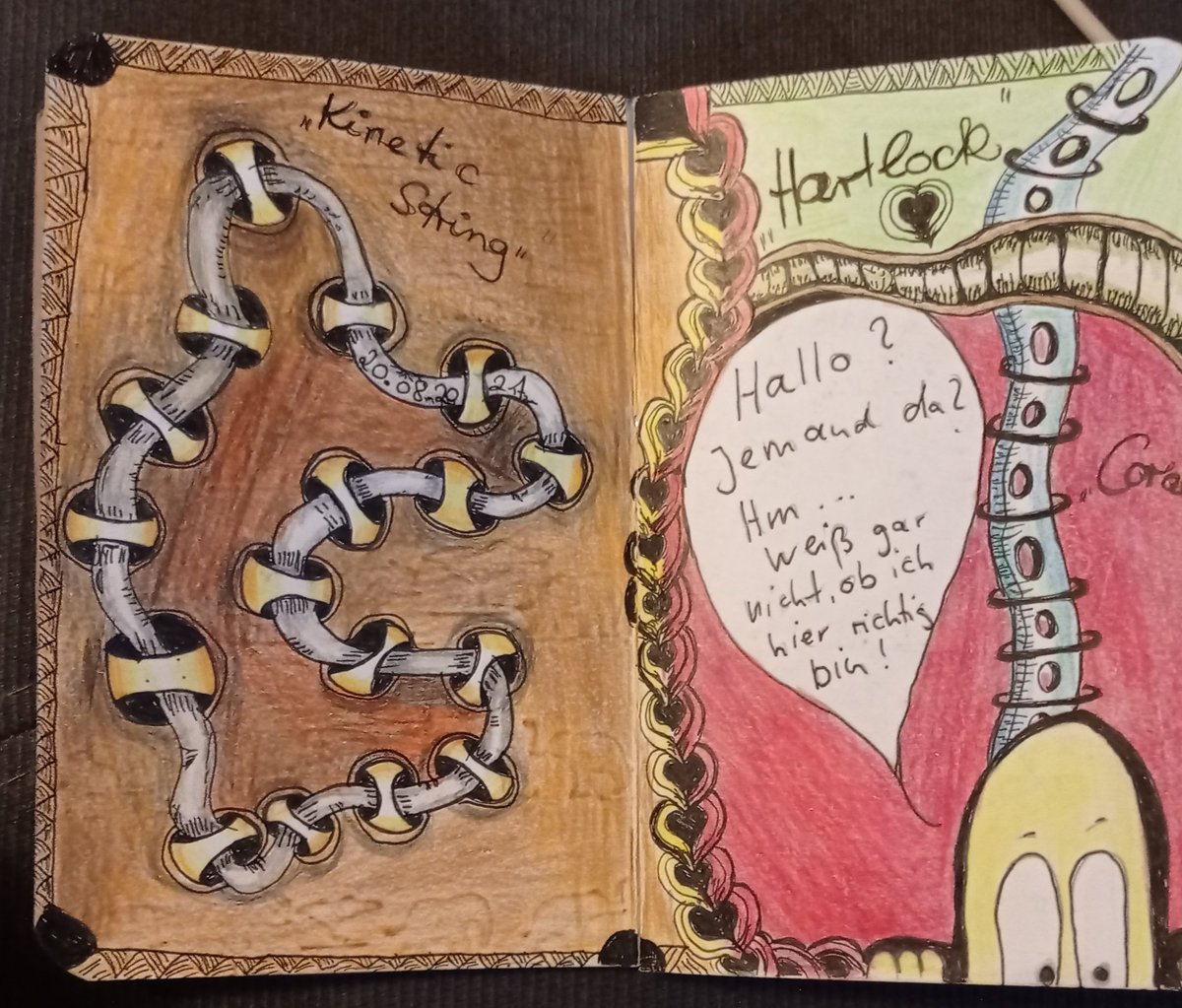 berner_ulrike's tweet photo. #craptember das "ungewöhnliche Format" ist heute diese Zeichnung in einem kleinen Sketchbook von mir mit #tangle Mustern, comicmässig ergänzt von meinem Mann 😅. #kleineKunstklasse https://t.co/QHQ4k7rOnV
