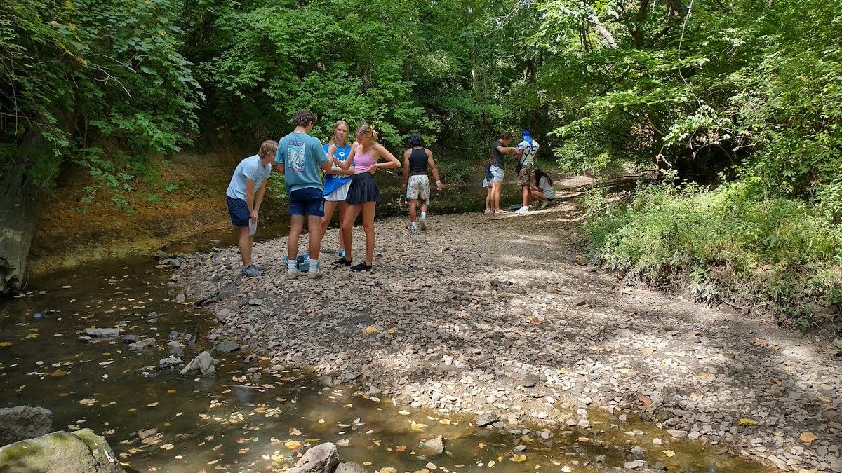 JBSchool's tweet photo. Learning happens inside and outside of the classroom and, this week, Dr. Walther's 5th-period AP Environmental Science class headed to Deer Creek in Malcolm Terrace Park to conduct water quality tests. #jbsstudents #handsonlearning https://t.co/SFmLCk7P1b