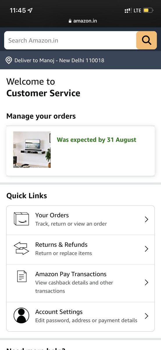 SubediManoj91's tweet photo. @AmazonHelp I have shared you my order number. What else do you required ?? 
Why the heck customer is chasing you after spending money. 
You shd have arranged a call to me instead giving any link. 
Your link doesn’t work. First it gives option after submitting that takes to your order only. https://t.co/pjfTcIB6Ab