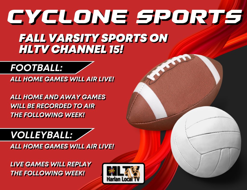 HMUHarlan's tweet photo. Watch Cyclone sports on HLTV Channel 15! All upcoming home games will air live, including tonight's football game against Grinnell! Plus: All football games, including away games, will be recorded to air the week after! https://t.co/RRvpgNqen0