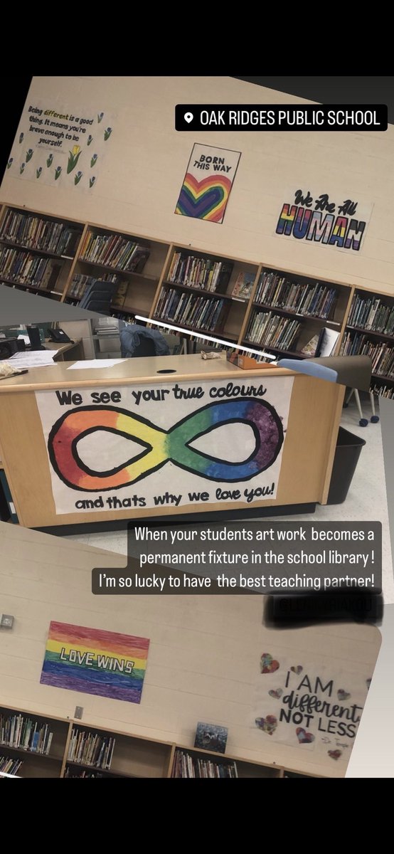 katehishon's tweet photo. When your students artwork becomes a permanent fixture in the school library!Proud is an understatement.#ASDTeacher #YRDSB #Belonging @elementary_gsa @oakridgesps @YRDSB https://t.co/tBYcmHv7F9