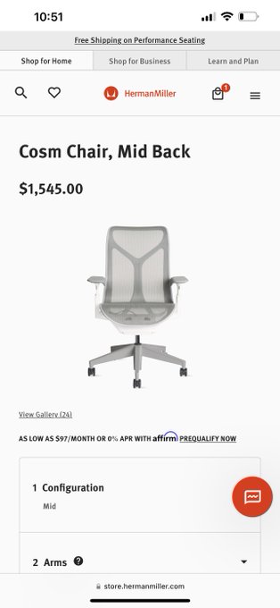 ty everyone for the suggestions!!  I think I&rsquo;ll go w the herman miller just bc it looks nicer and doesn&rsquo;t