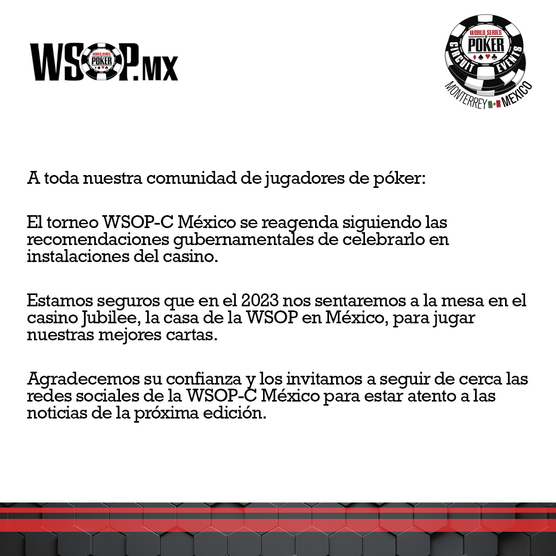 WSOPMexico's tweet photo. Nos vemos en 2023 https://t.co/3cqQwnkLiB