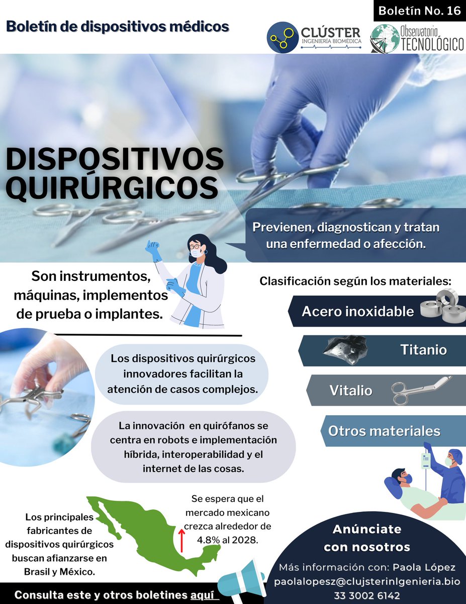 ObsTeJal's tweet photo. Enterate de lo que pasa en la industria de Dispositivos Médicos con los boletines que tenemos para ti.

Tan sencillo como darle clic al siguiente enlace:
https://t.co/5HrOuiaHID

#ObsTeJal #ClusterIngBio #DispositivosMédicos #Biomedico #SectorSalud #BoletínInformativo https://t.co/d1OveBTvlR