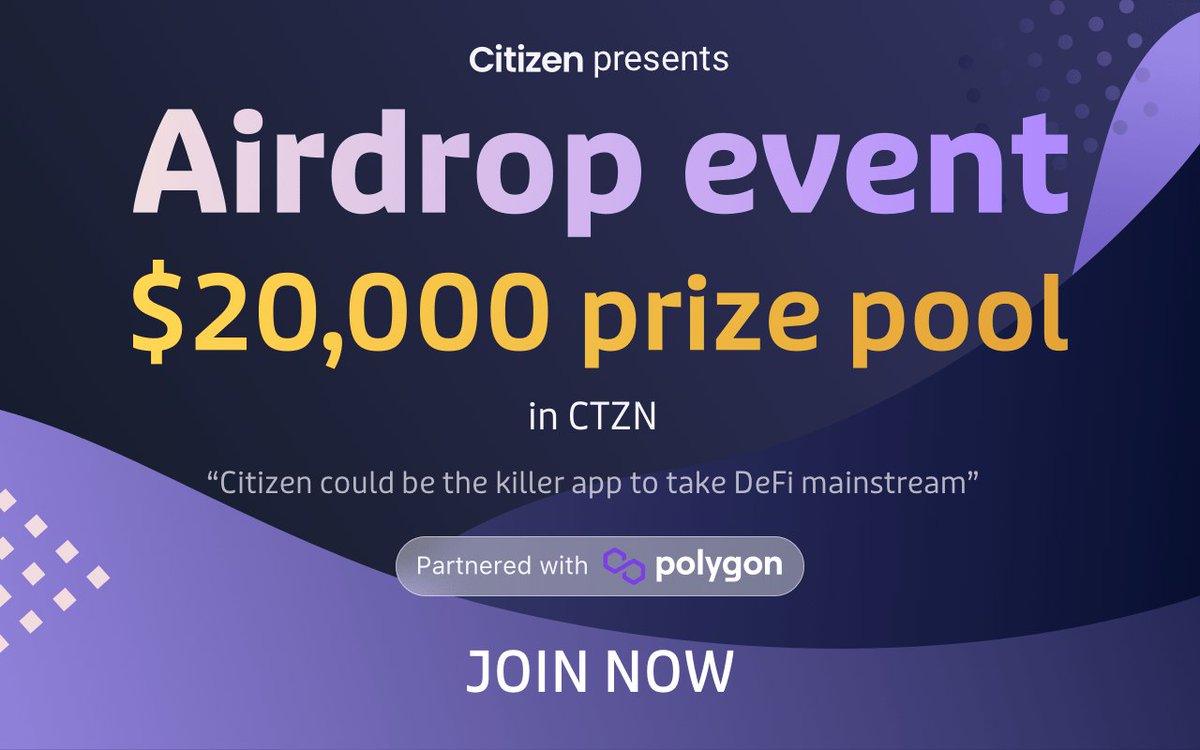 airdropblogs's tweet photo. #Airdrop: Citizen Token (CTZN)
Prize Pool: $20,000 in CTZN
Reward: $15 - $500 worth of Citizen Tokens (CTZN)
News: Blockonomi
Total Winners: 1,000 random users

Airdrop Link: https://t.co/U8GRXhscjb

- Distribution date: Sept 25, 2022

Website: https://t.co/SxfTQagtAm https://t.co/XRr8SIsGBp