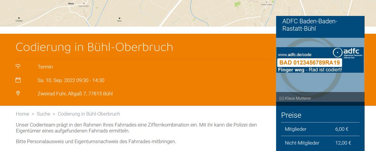 Fagrrad-Codierung in Bühl am 10.September
touren-termine.adfc.de/radveranstaltu…