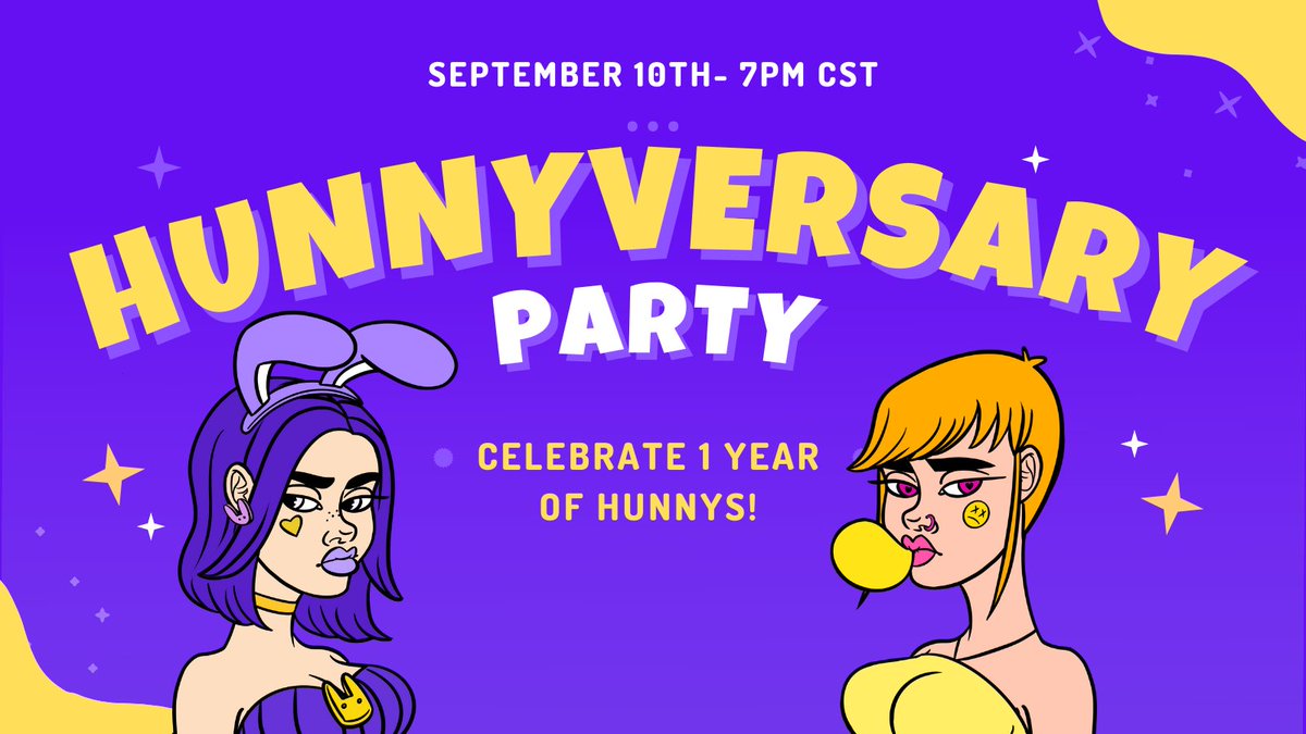 🎉Happy Hunniversary!🎉

September is Hunnys' birthday month, so we're throwing a party on Sept. 10th at Hunnys HQ. We invite you to celebrate in style with us, and to join us for..

⭐️A Year in Review
⭐️Memory Lane
⭐️Hunnys Jeopardy + Hunnys Bingo
⭐️Giveaways, Drinks, &amp; More

🧵