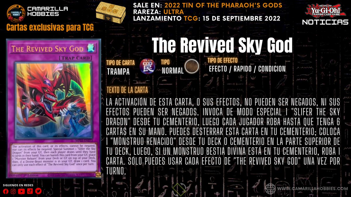 CamarillaH's tweet photo. Aqui les dejamos las cartas nuevas y exclusivas del #megatin 2022 Tin of the Pharaoh's Gods #yugioh #spoiler #noticias #tcg #yugiohtcg Parte 2 https://t.co/EFXfYFNIVp