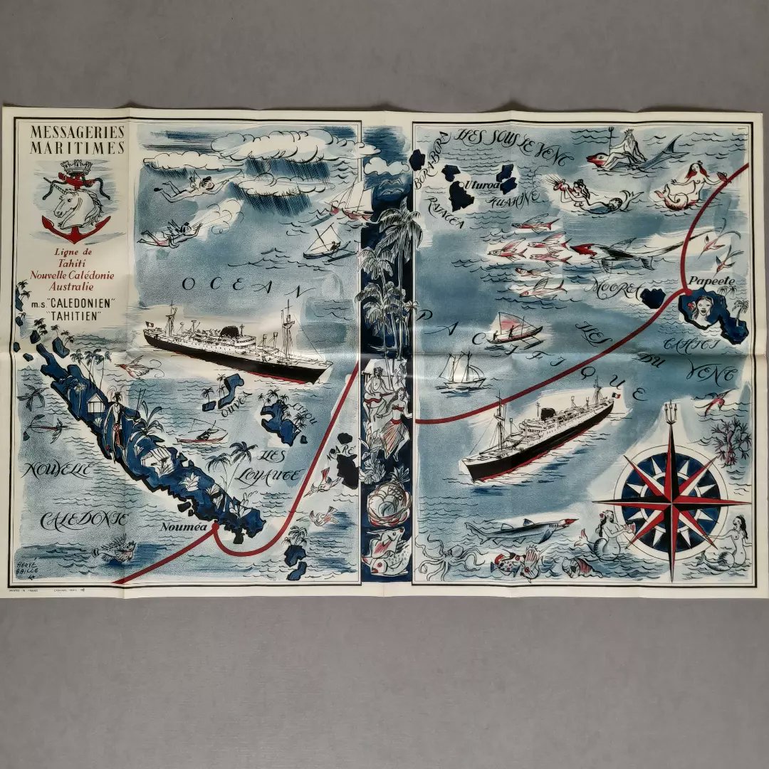 mapmapnmap's tweet photo. New Caledonia and Tahiti
Magnificent map by Herve Baille, 1950, 58*90 cm
#oldmap #pictorialmap #raremap #cartography https://t.co/aepRZ11g8d