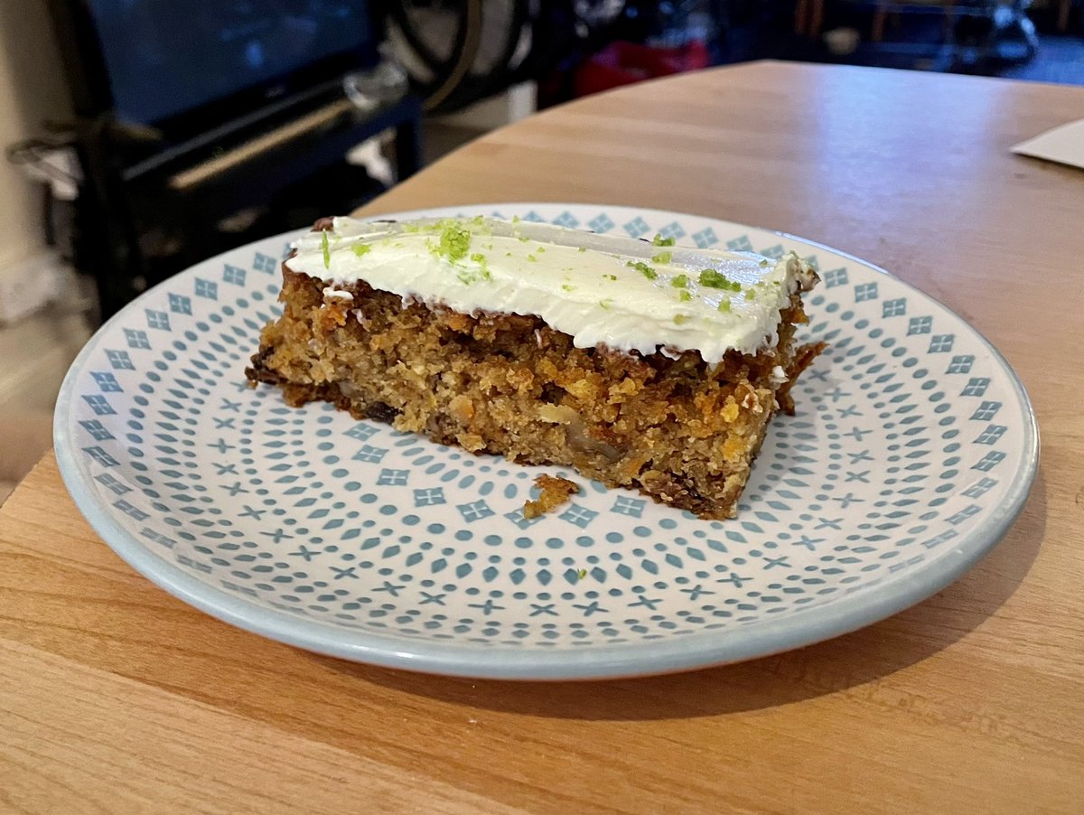 tomstaniford's tweet image. First try of the #CarrotCake recipe in @explodingbakery new “Bake It, Slice It, Eat It” book. Sublime. Definitely a keeper.