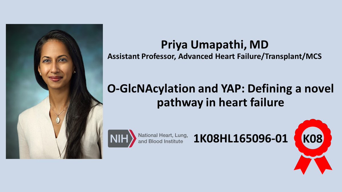 🎉🥳Thrilled to be @nih_nhlbi #K08 funded!🥳🎉 Very grateful🙏🙏🙏to my mentors Dr. Mark Anderson, @Zacharalab and @nih_nhlbi.  Excited to study #GlcNAc in the💖and help translate #HeartFailure to #HeartSuccess❤️ @JohnsHopkinsDOM @hopkinsheart