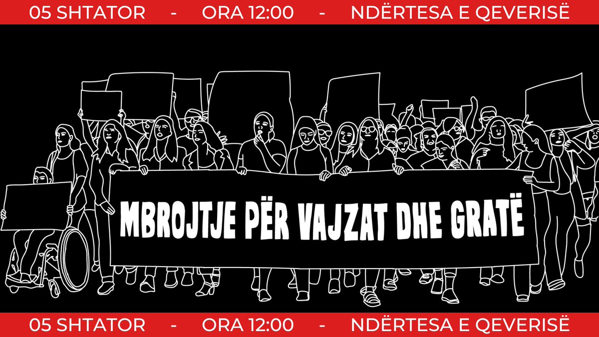 KMVFeminist's tweet photo. Me 5 shtator, ora 12:00, vazhdojmë protestën para ndërtesës së Qeverisë! 

Përdhunimi i vajzës 11 vjeçare nga 5 djem e burra dhe dështimi institucional nuk mund të tejkalohet me dy shkarkime, dorëheqje e lojë fasjësimesh mes institucionesh. https://t.co/dreY6Uf0TS