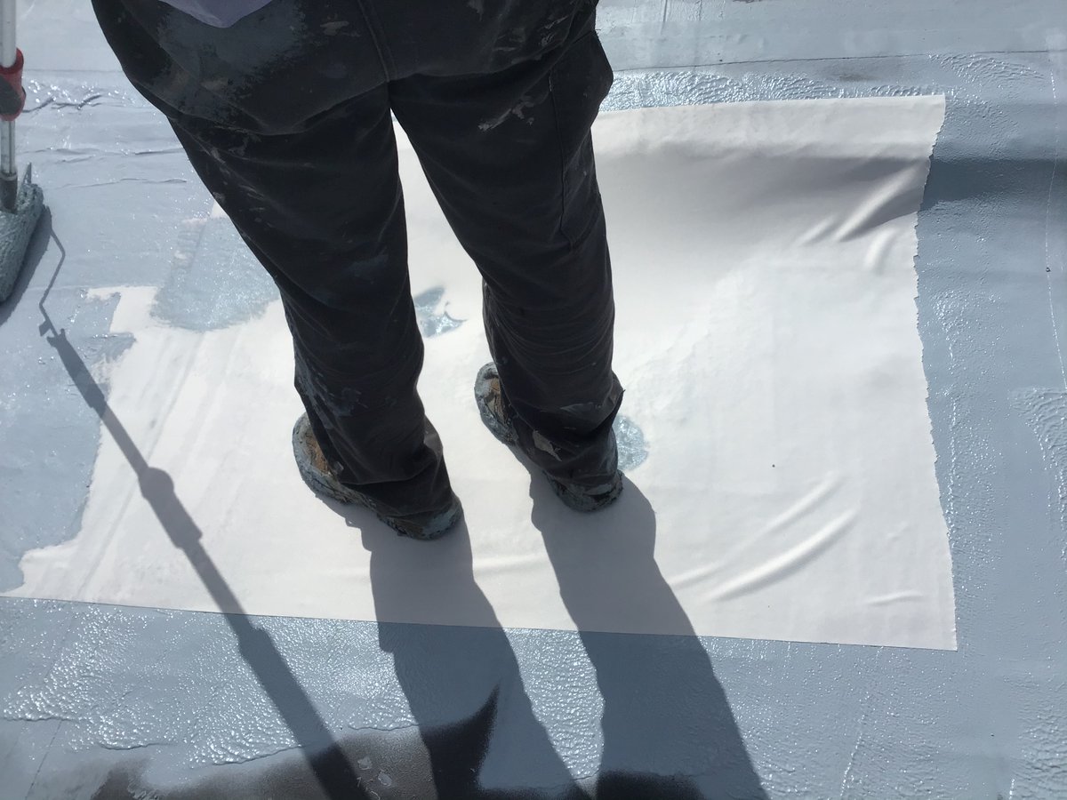 Don't ever paint yourself into a situation you can't get out of.😂
No worries, our guys know what they're doing &amp; do it well!

If you'd like to talk to someone about restoring your roof, call us today! (309) 536-1871

We normally travel up to 140 miles. #conklin #roofcoatings