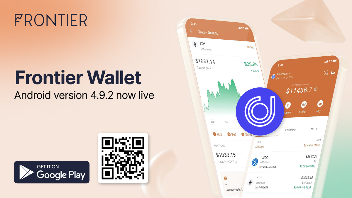 FrontierDotXYZ's tweet photo. 🎉 Frontier Wallet 🛡🤖 Android v4.9.2 has arrived 🎉 

🔸 @JunoFinanceHQ on-ramp is live with support to instantly off-ramp crypto via Cards, CashApp, and Venmo
🔸 Improved Buy Crypto UX
🔸 Squashed some bugs, and improved speed

Grab it now ⤵️ 
📲 https://t.co/4dWMRYbSbn https://t.co/TGYicHWiT2