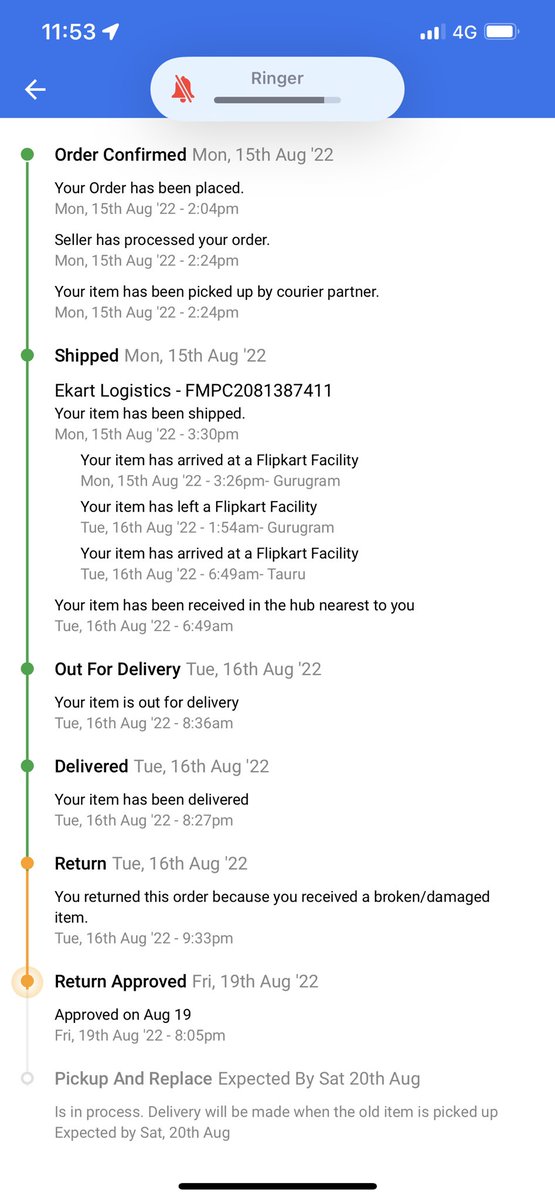 raibinod's tweet photo. #Flipkart  Just wanted to highlight the pathetic conditions of the company. For the last 16 days they are giving fast replacement assurance and after 16 days canceled the returns unilaterally https://t.co/0zrIWaOQSI