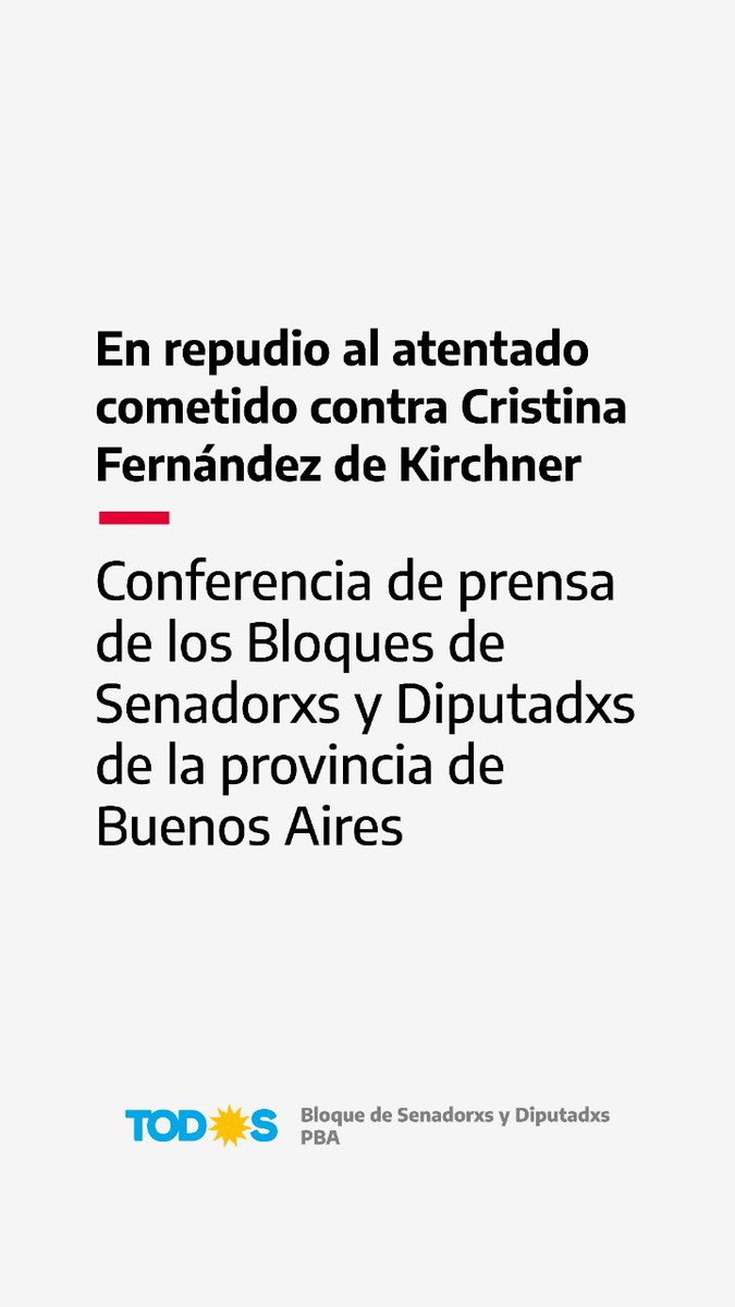 En minutos comienza la conferencia de prensa de los Bloques de Senadorxs y Diputadxd del Frente de Todos de la Provincia de Buenos Aires.

Seguilo en nuestro canal: bit.ly/3RAUIJD