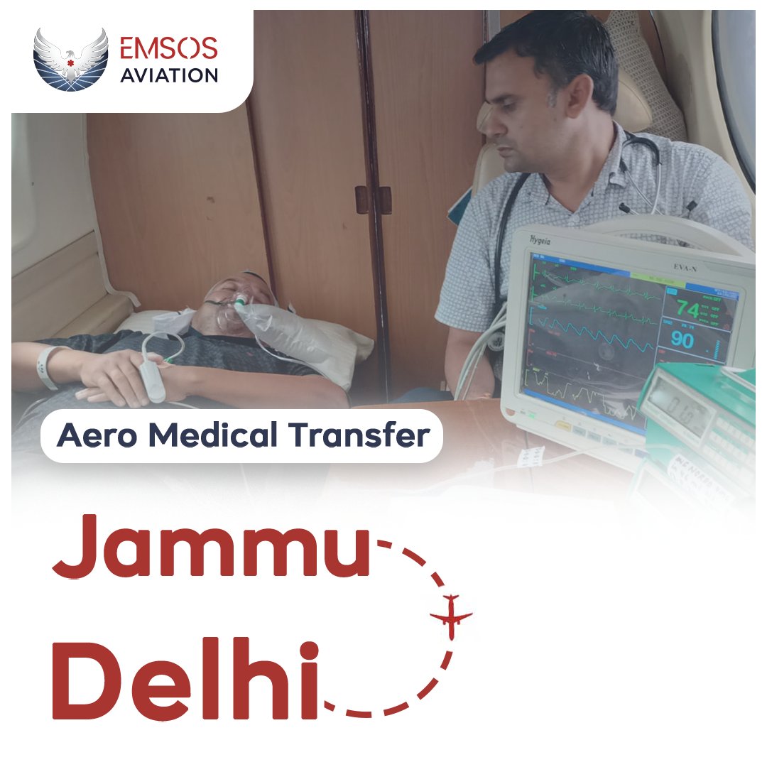 AviationEmsos's tweet photo. A 47 years old pilgrim suffering from Cardiac Arrest was transferred from Jammu to Delhi. we swiftly evacuated the patient to a super-speciality healthcare facility in Delhi within a record time of 3 hrs 30 mins.
.
#EMSOS #MedEvac #AirAmbulance #MedicalTransfer #Aviation https://t.co/GQnwhSgFaA