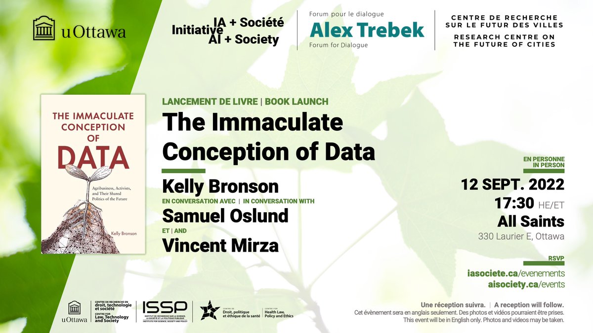 iasociete's tweet photo. Join us on Sept. 12 at 5:30 PM ET for the book launch of “The Immaculate Conception of Data” featuring the author Dr. @KellyBronson12 in conversation with Samuel Oslund and @MirzaVincent! 

ℹ️/🎟 https://t.co/m7nIpDtAVv https://t.co/XQAaz7seDH
