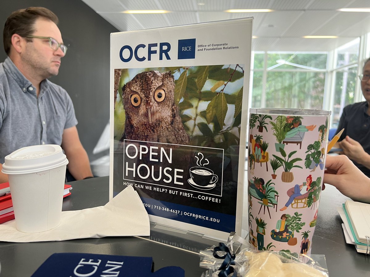 RiceOCFR's tweet photo. Join us now for OCFR open house until 11 in Brochstein. Come learn about corporate and foundation support. #openhouse #ocfr #riceuniversity https://t.co/3TAgRncX3e
