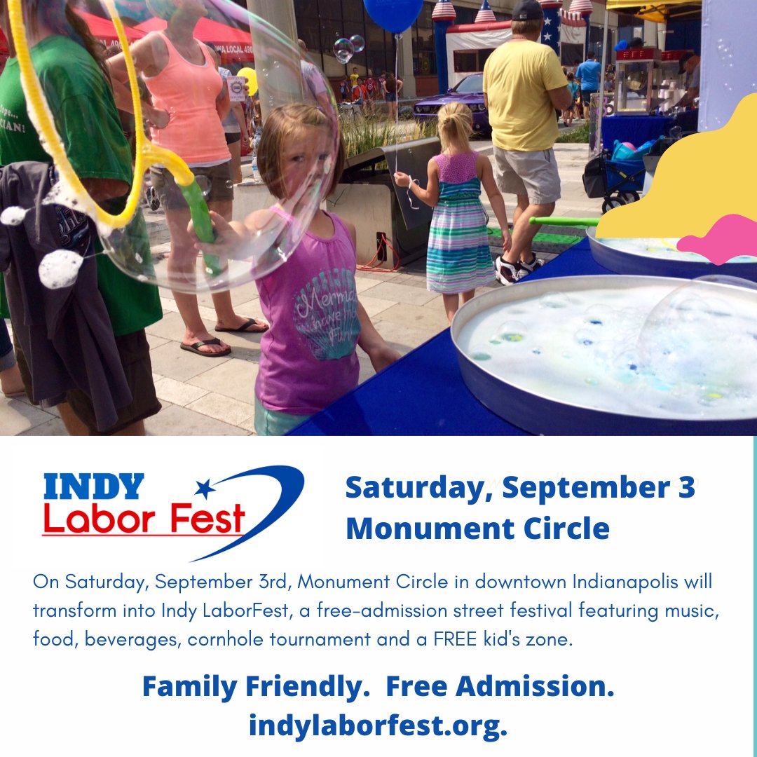 ONE DAY AWAY!  We are READY for Indy Laborfest this Saturday, September 3rd.  Join us on Monument Circle in downtown Indianapolis from 11am - 6pm.  Family Friendly activities, including a FREE Kid's Zone. Let's make sure your LABOR DAY WEEKEND Rocks!