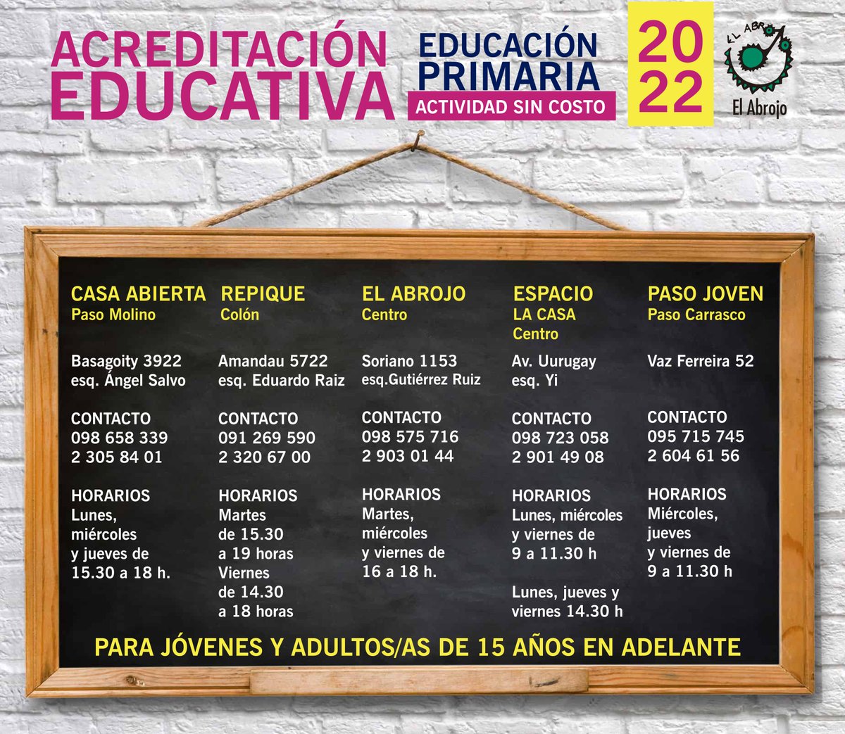 ACREDITACIÓN EDUCATIVA 2022 📚🖊📍🖍✂️📐🗒

👩‍🏫 Varias opciones de horarios y espacios de Maestras acreditadoras de educación primaria