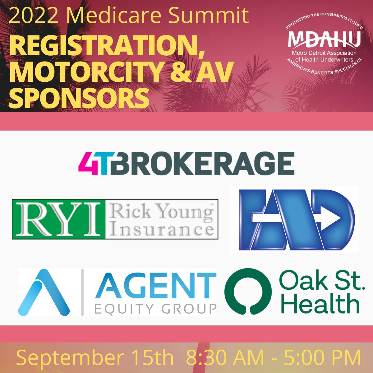 MDAHU313's tweet photo. Thank you to our Registration, MotorCity and AV Sponsors at our upcoming Medicare Summit. We cant wait to see you there! #MDAHU #Medicare #Summit #Register https://t.co/gVCNesoRtg