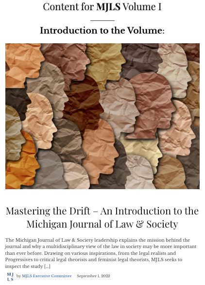 Mlawandsociety's tweet photo. We’re excited to announce the publication of the first Volume of #mjls! Our Volume revisits some of the most important topics in interdisciplinary legal studies: those of belonging, borders, power, and authority. We hope you’ll enjoy reading! https://t.co/EiHslNaK3a https://t.co/qg7jAXLmVH