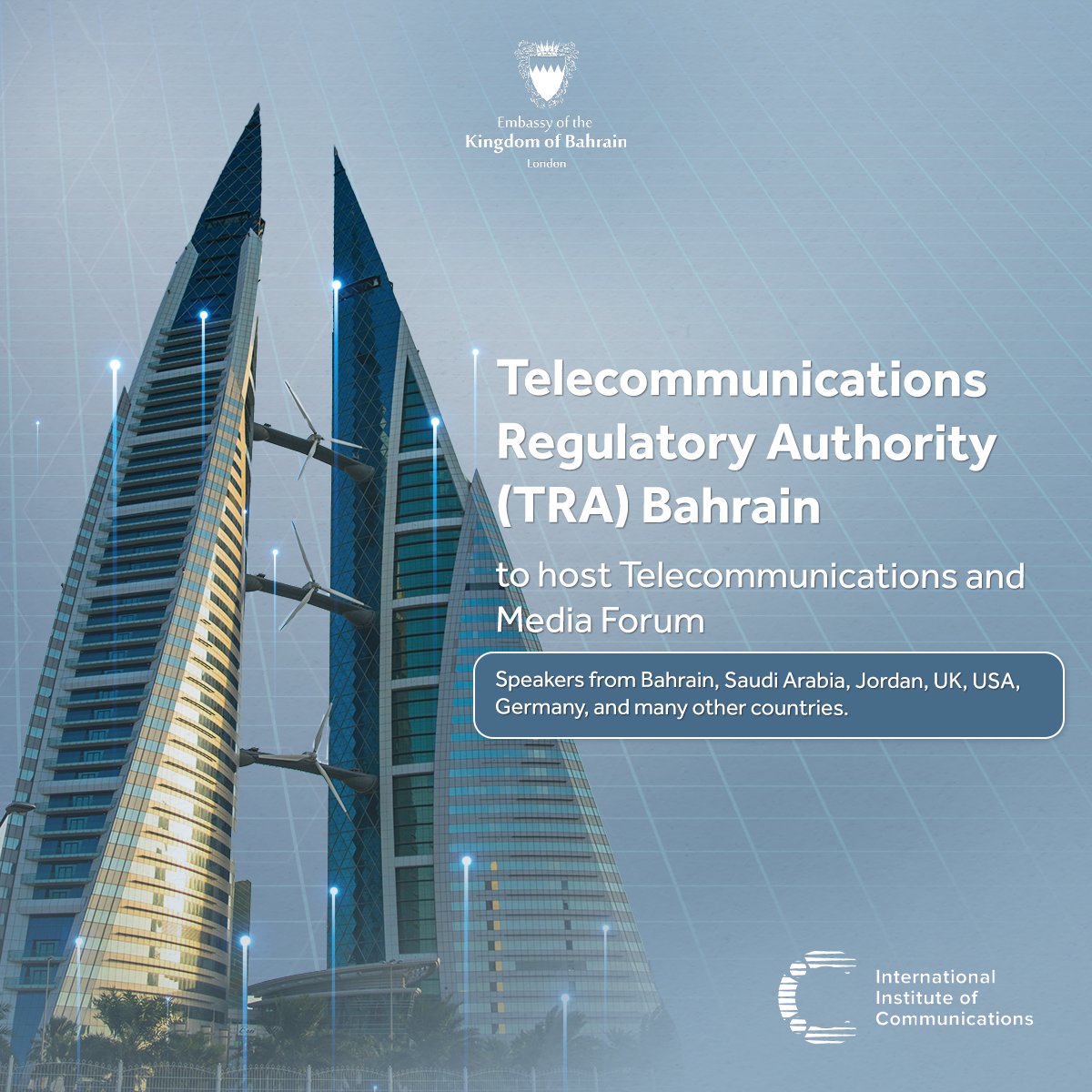 .<a href="/TRABahrain/">TRA Bahrain</a> 🇧🇭 will host the #Telecommunications and #Media Forum (#TMF) organised by <a href="/The_IIC/">The International Institute of Communications</a> in September, where telecom and media regulators from across the #MENA region will meet to discuss the industry’s priorities and best practices.

bit.ly/3R3gjKK