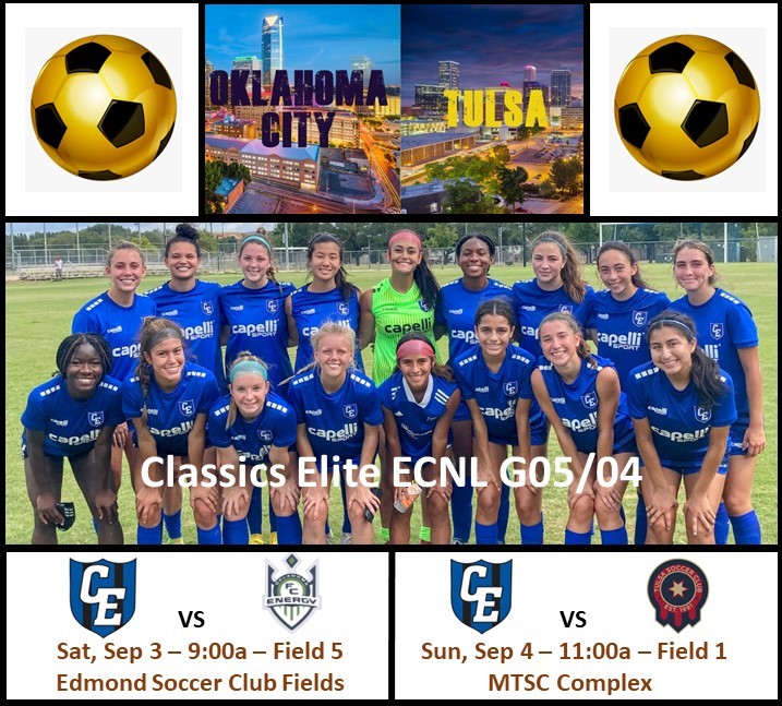 🚙Road trippin to Oklahoma today to kick off the <a href="/ECNLgirls/">ECNL Girls</a> regular ⚽ season.

🕘Sat/Sun games vs <a href="/OEFCGirlsECNL/">Oklahoma Energy FC Girls ECNL</a> &amp; @TulsaSC0405ECNL. Schedule below 👇🏻

⚡ <a href="/ClassicsEliteSA/">Classics Elite Soccer Academy</a> ECNL 05/04G is ready for a final season of club soccer. It's been a LONG road to get here, let's finish 💪.