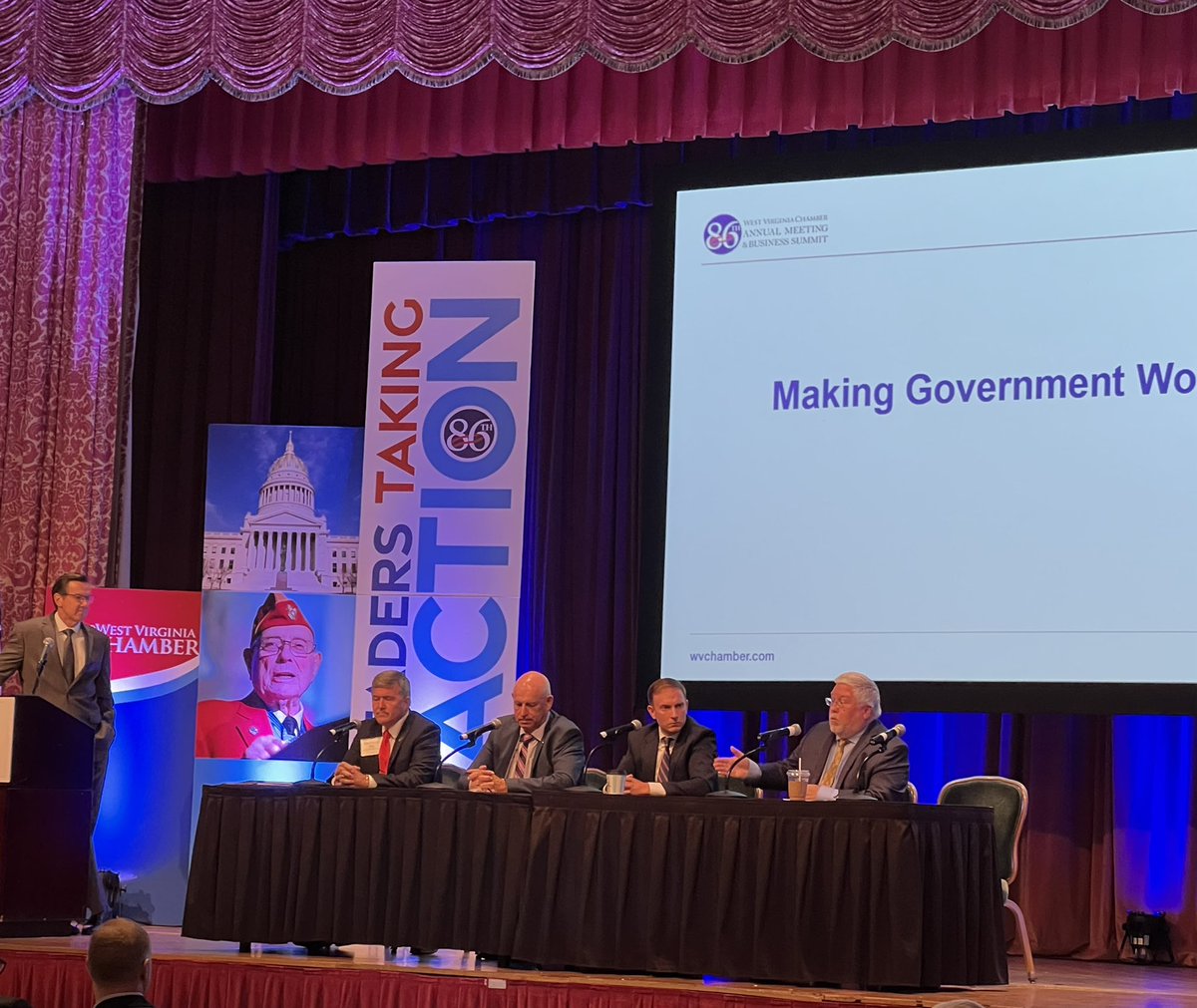 Members of the Board of Public Works are addressing the <a href="/WVaChamber/">West Virginia Chamber</a> Business Summit crowd. Auditor <a href="/mccuskeyforwv/">JB McCuskey</a>: WV is the most transparent state in the country.