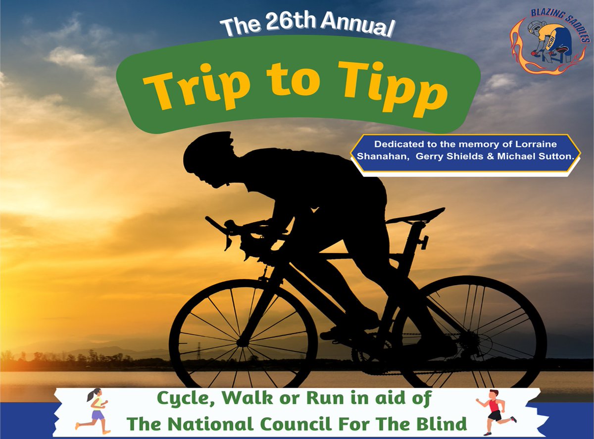 Vision_Irl's tweet photo. Join us for the 26th Annual Trip to Tipp, which will takes place on Sept 4th 2022. You can cycle, walk or run during the event, which kicks off at the Ursuline Sports Complex on Templemore Road in Thurles. Register here https://t.co/BkXD7hlnUx
#challenge #TripToTipp #RunWalkCycle https://t.co/VT0Qjouy5a