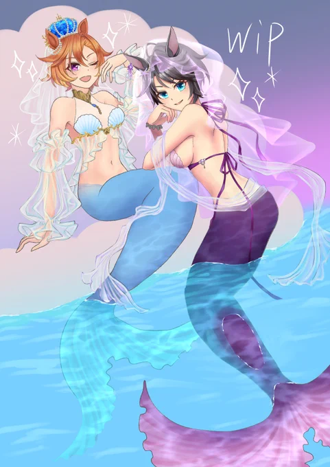 wip無計画に描いてるフジキセキとオペラオー。。。 