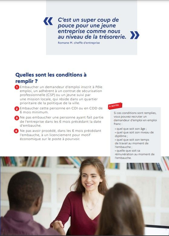 F_Gaussens's tweet photo. 📣Recruteurs, connaissez-vous l'emploi franc ❓
➡️Bénéficiez de l’aide emploi franc en embauchant, en CDI ou en CDD d’au moins six mois, un salarié qui réside dans un quartier prioritaire de la politique de la ville.
https://t.co/S1C4nNJBRk https://t.co/dFQcDJCWVB