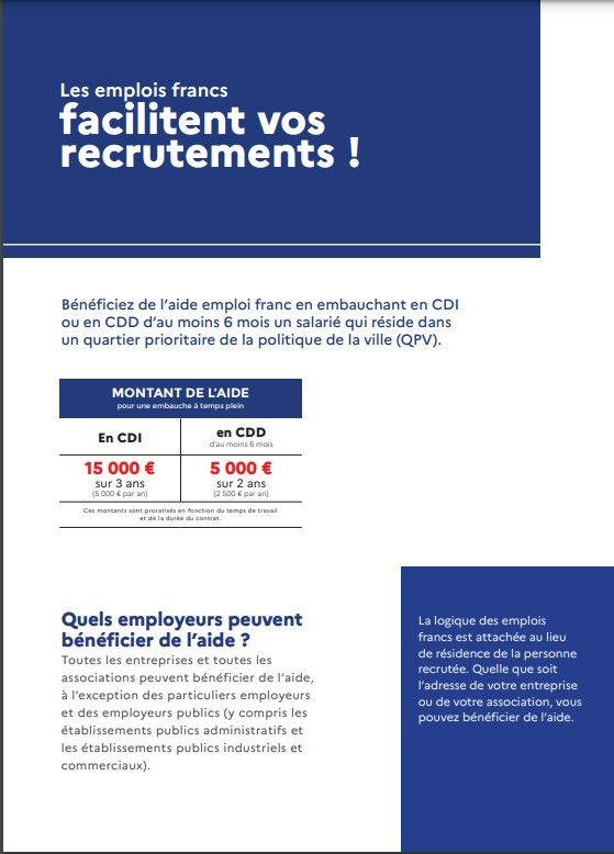 📣Recruteurs, connaissez-vous l'emploi franc ❓
➡️Bénéficiez de l’aide emploi franc en embauchant, en CDI ou en CDD d’au moins six mois, un salarié qui réside dans un quartier prioritaire de la politique de la ville.
lnkd.in/eZYtijDJ