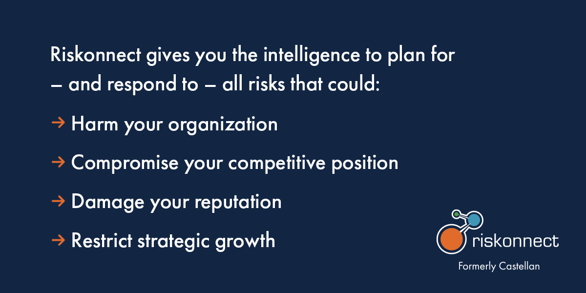 castellan_'s tweet image. How much risk is in your blind spot? With Riskonnect, you'll have the visibility and intelligence to protect your organization. 
Learn more ➡️ riskonnect.com/solutions/