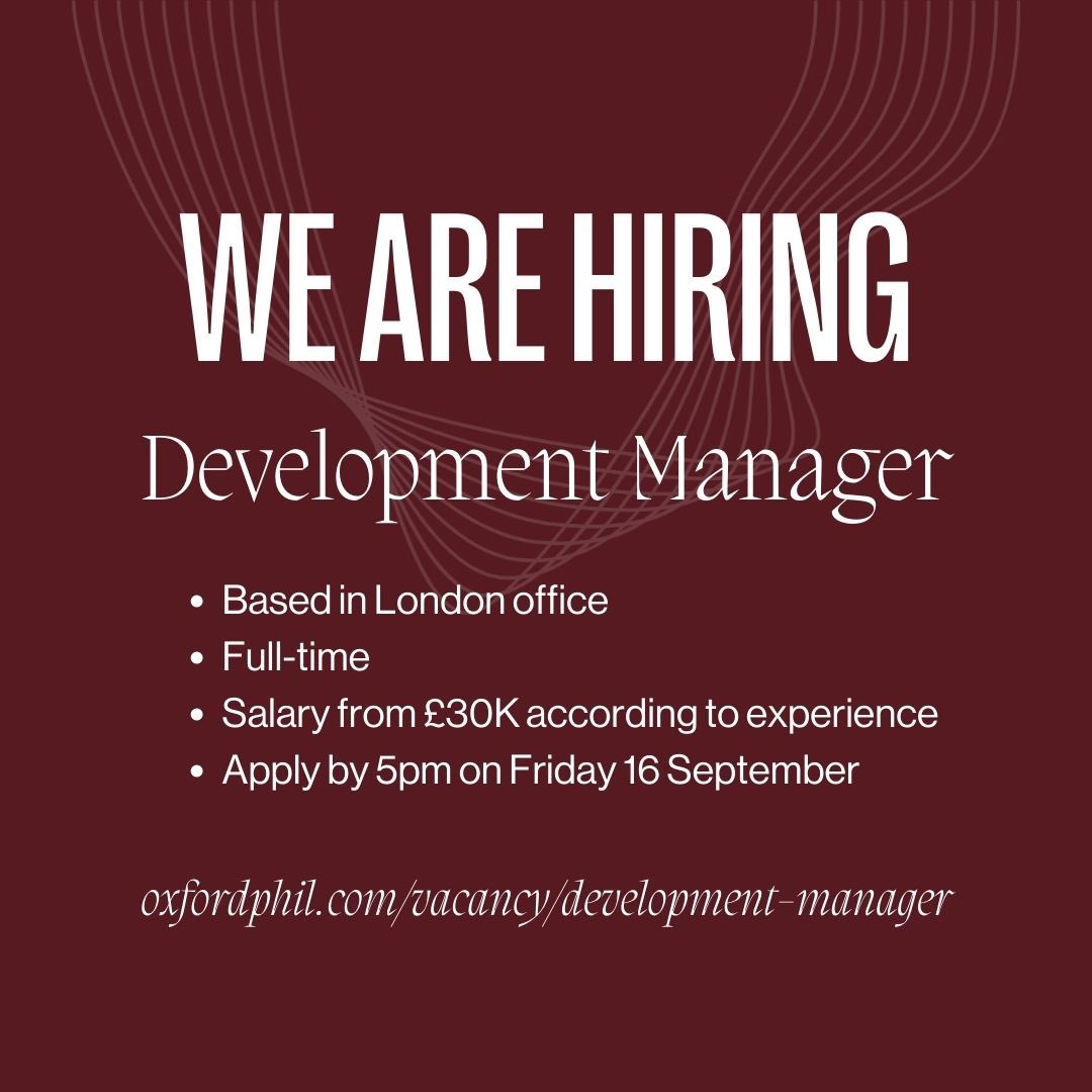 Want to join our team? We are looking for a highly motivated Development Manager to play a key role in our fundraising activities. Head to oxfordphil.com/vacancy/develo… to find out more and how to apply. #artsjobs #musicjob #hiring #classicalmusic #developmentjobs #fundraisingjobs