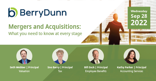 BerryDunn's tweet photo. Don’t miss a panel discussion on #merger and #aquistion readiness during BerryDunn’s online seminar on September 28th! We'll provide you with insights into today’s M&A climate and the advantages of understanding it for your business. https://t.co/IeQu49PtoZ #NextYearNow https://t.co/WvoVZiLjz9