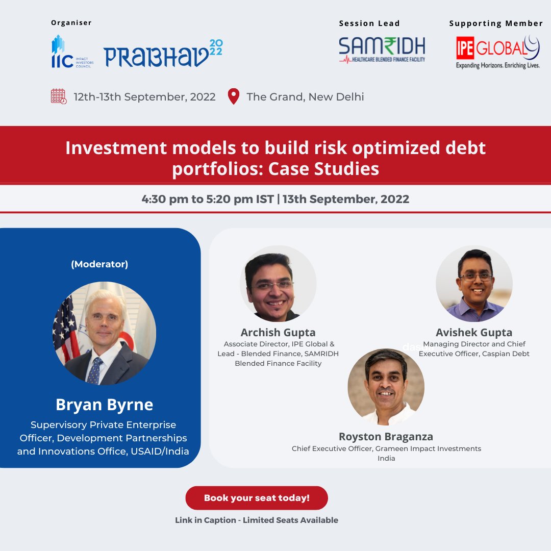 IIIC_India's tweet photo. #Prabhav2022 presents the "Investment models to build risk optimized debt portfolios: Case Studies" session as part of the #DebtImpact Investing Track. Don't miss out! Register today https://t.co/zMwN6l8XeA
#impinv #newtech #socialimpact #privateequity https://t.co/cTcZAkxVOc