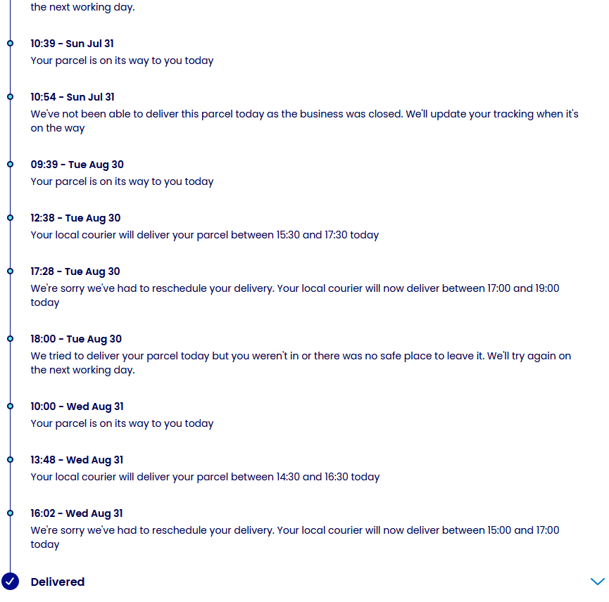 EVRI... Sent a Parcel on 6th July 22 and its just arrived on 31st Aug 2022. Sadly it arrived back at me rather than the company I sent it to! No Explanation! No Contact Number!  #WTFIGO #EVRI #HERMESPARCELS