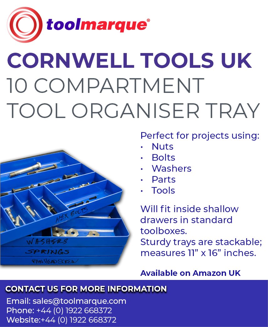 toolmarque's tweet image. We offer a range of #tools and #equipment from popular brands as well as products from the #Cornwell #Tools range!
We update our listing on #Amazon weekly!
Visit our Amazon page here:
lnkd.in/eRd_C-4N
Cornwell Tools Tray listing:
lnkd.in/easiJXtC
#toolstorage #uk