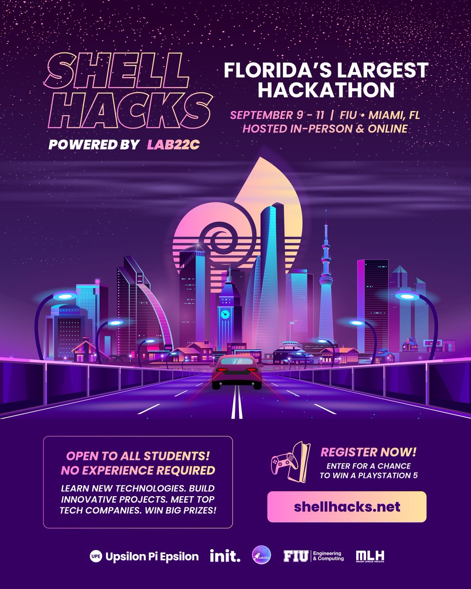 Anouncing ShellHacks (@UPEFIU)

Florida's largest Hackathon and the largest diversity hackathon in the United States taking  

📅September 9th-11th 👉in-person at Florida International University and virtually! 

backed by sponsors like Google, Meta, Salesforce, and many more...