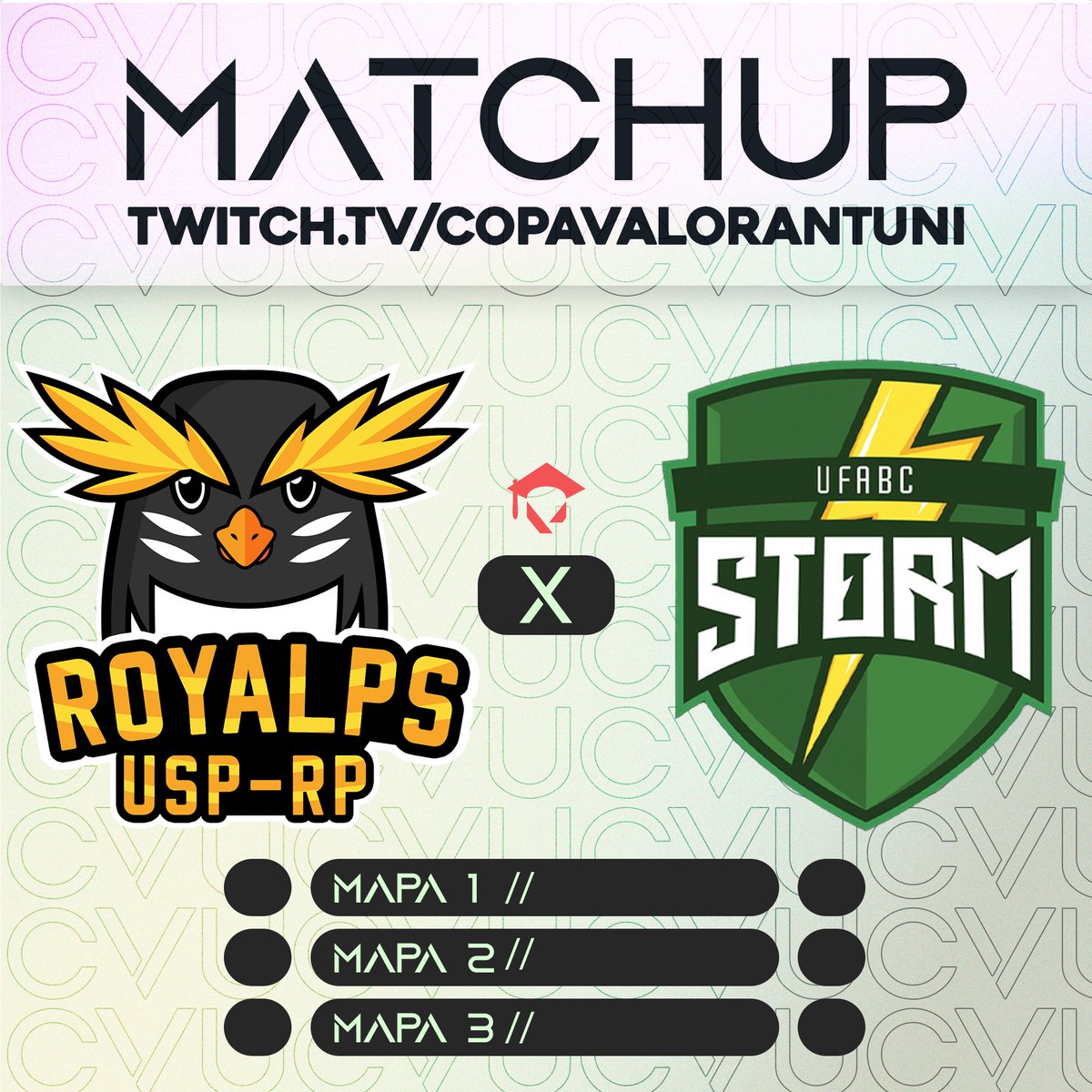 CopaValorantUni's tweet photo. Para abrir a CVU BR - Season 2, temos logo a revanche da última final da CVU. @royalpsusp x @falkolstorm pelo primeiro jogo do campeonato. Quem sairá vitorioso? Hoje, às 19hrs no https://t.co/jZyDBR51nF https://t.co/Cj8qzoRsAf