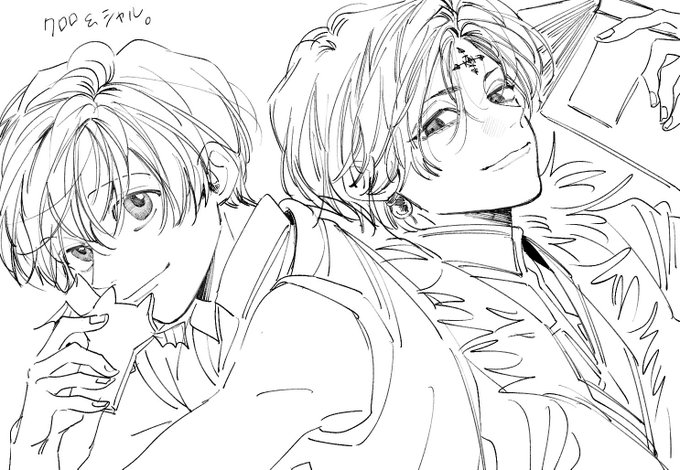 前に描いた📕と📱背中合わせの絵のボツった方なんだけど顔可愛く描けたからあげちゃう。 