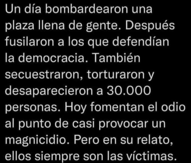 No hay lugar para los violentos. 
La democracia en Argentina costó muchas vidas para maltratarla tan fácilmente.