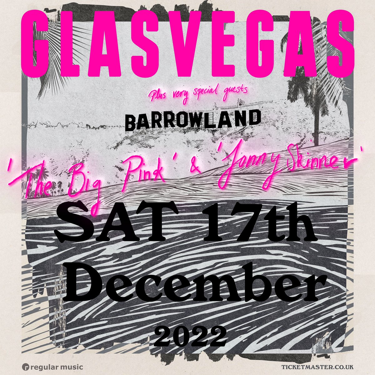 glasvegas's tweet photo. We’re buzzing to let yous know that @thebigpink and Jonny Skinner will be joining us at the legendary @TheBarrowlands on Saturday the 17th of December. Don’t miss out, get your tickets now. GVx

🎟: https://t.co/sepV6KQMvI https://t.co/MmDW47cG7E